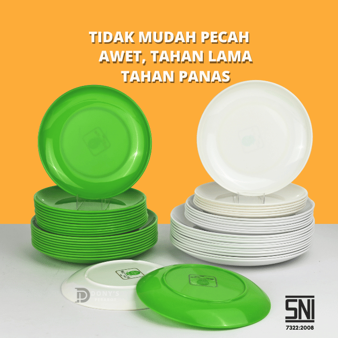 1 Dus Grosir Piring Melamin Makan Bulat 7 8 9 Inch Tanpa Bingkai Polos Mewah Tebal Putih Tahan Panas