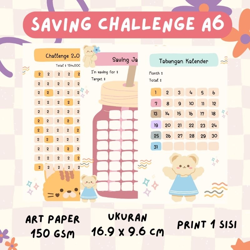 

[A6 SIZE] SAVING CHALLENGE/ TANTANGAN MENABUNG ART PAPER 150 GSM