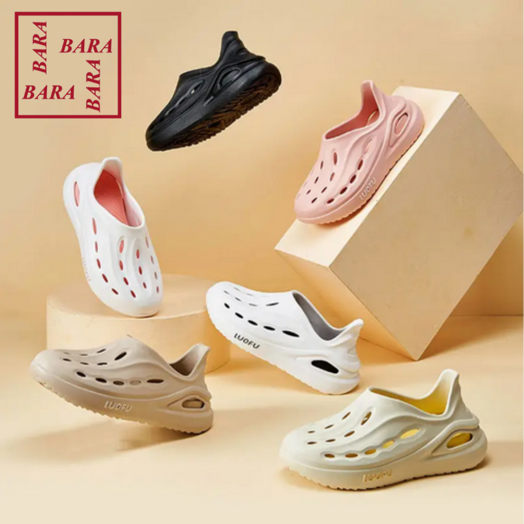 Luofu Sandal Sepatu Karet Motif Bolong Wanita E7211-E01CW (N6)