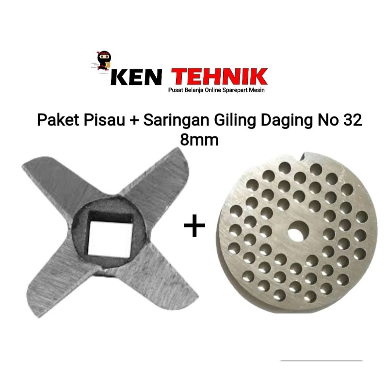 Paket Pisau Giling Mesin Daging + Saringan Giling Daging no 32 8mm