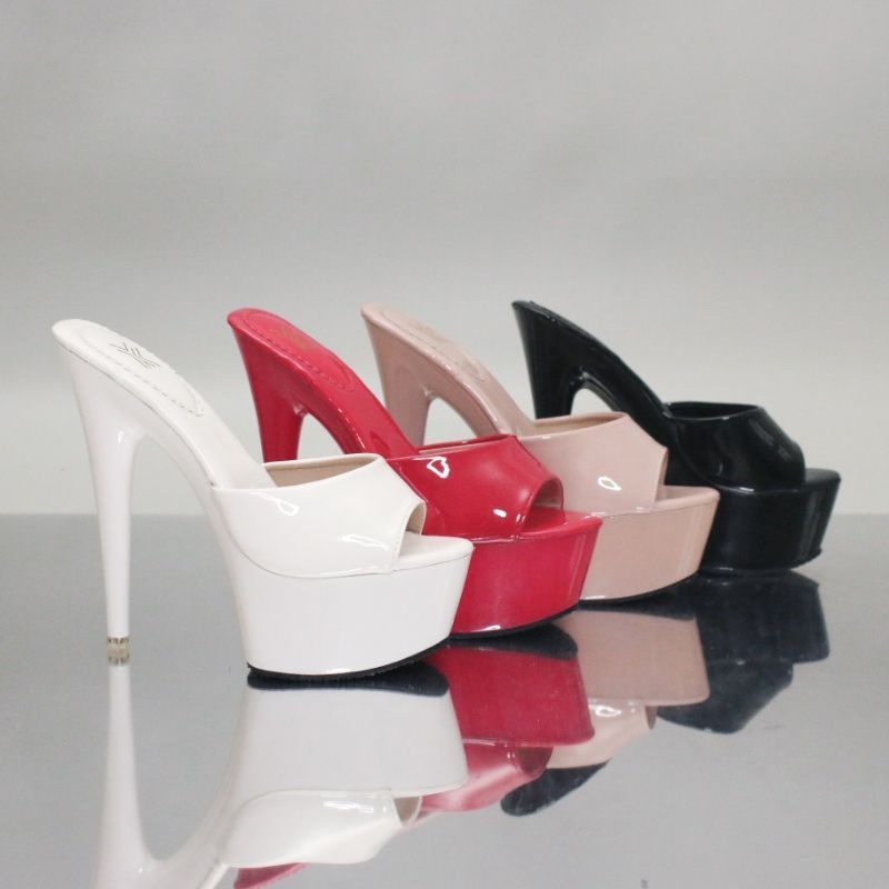 YKshoes 0822 heels 15cm sandal stiletto heels black heels hitam cream high ladiess heels 15cm 15 cm 