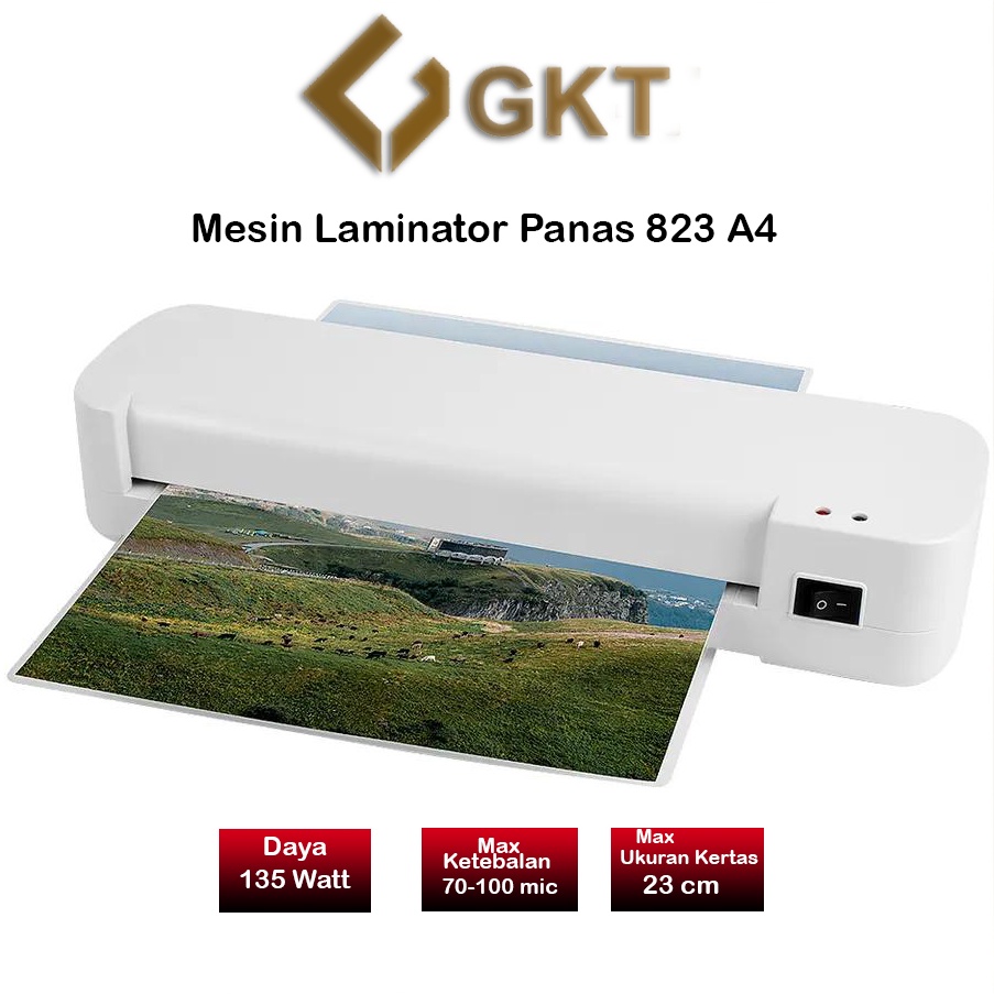 

KODE F4C2 Mesin Laminating A4 F4 23 mm 822 Fitur Combo Laminating Paper Trimmer Emergency Button