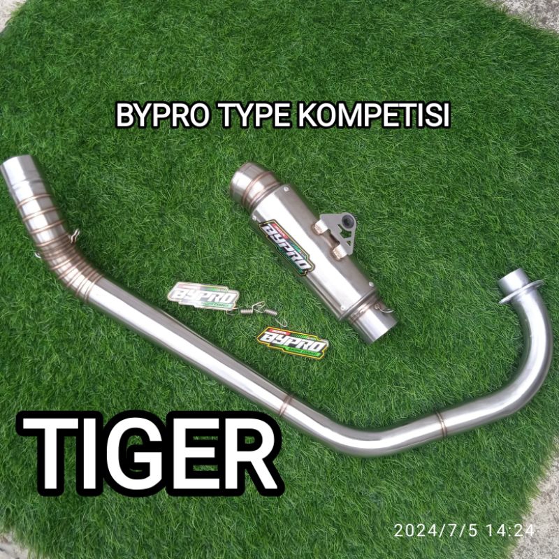 Knalpot TIGER kompetisi BYPRO ORIGINAL INLET 50MM leher semi bending pnp TIGER