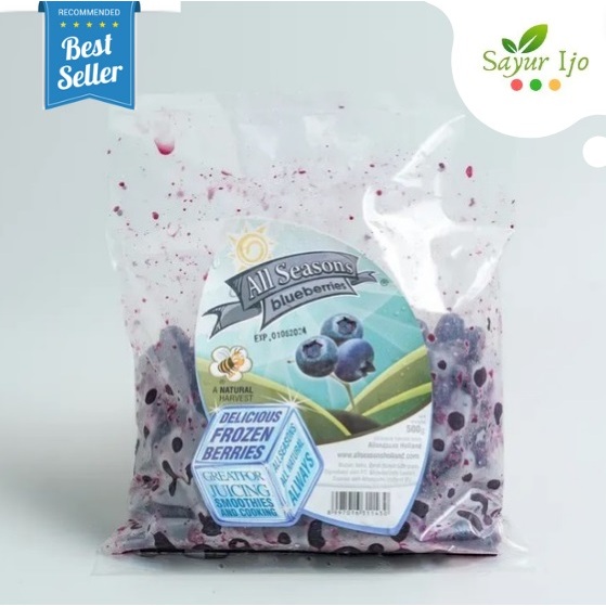 

ALL SEASONS Blueberries 500 Gram / Pack Fresh Frozen Blueberry Buah Segar Beku PREMIUM