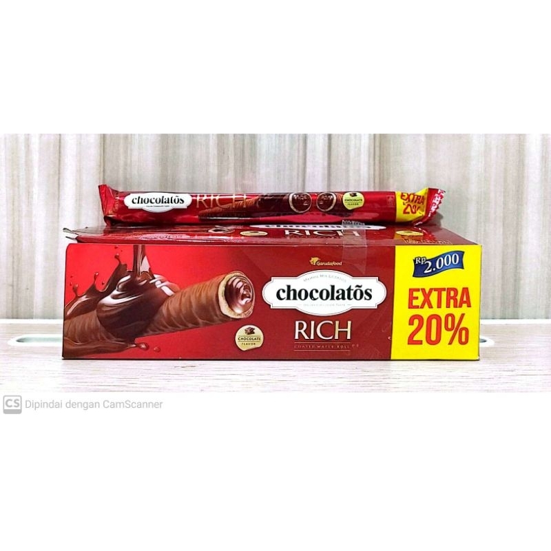 

CHOCOLATOS Rich Coated Wafer Roll isi 12pcs