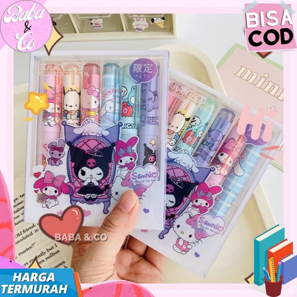 

Ay00! STABILO SANRIO V2 HIGHLIGHTER SANRIO 1 SET 6 PCS SPIDOL STABILO LUCU UNIK SANRIO V2