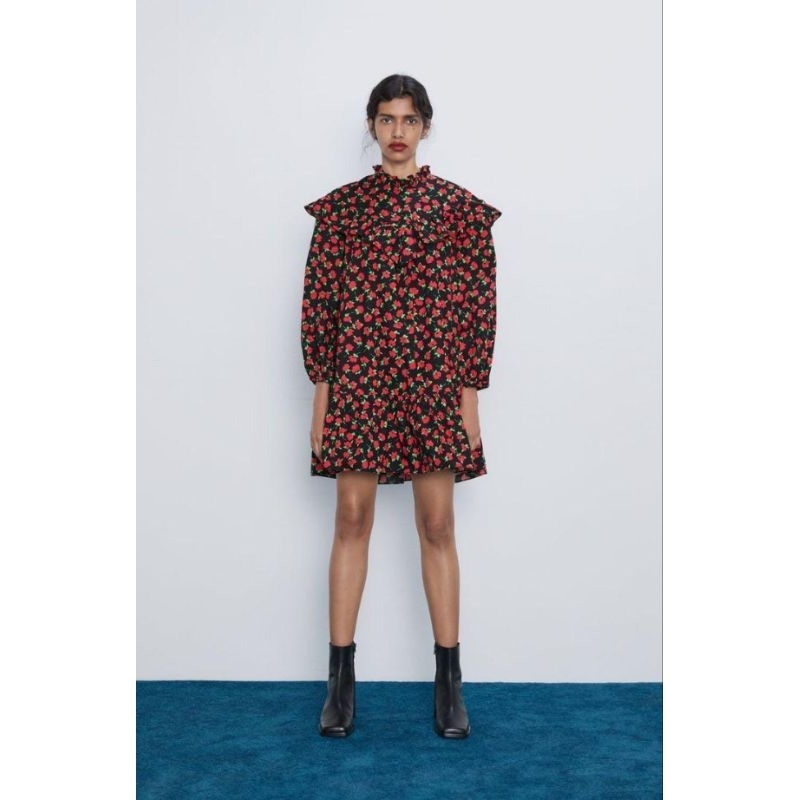 New Zara Original Floral Dress Ruffle Premium