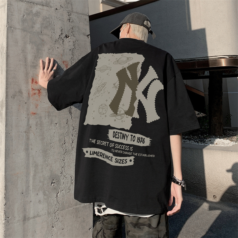 T-shirt Pria Musim Panas untuk Pria, Destiny TO 1976 T-shirt Longgar Atasan Klub Malam Longgar Gaya 