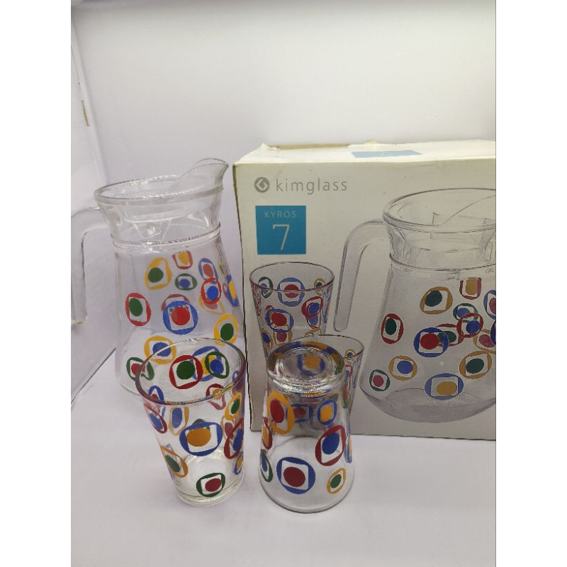 KADO Gelas set kaca KIMGLASS SET TEKO 7IN1 peralatan minum set souvenir gelas cantik