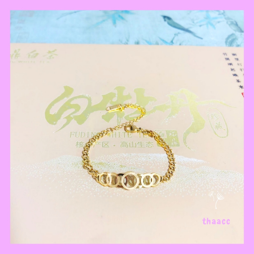 Gelang tangan anak rantai titanium motif audi ( Polos & Pasir )