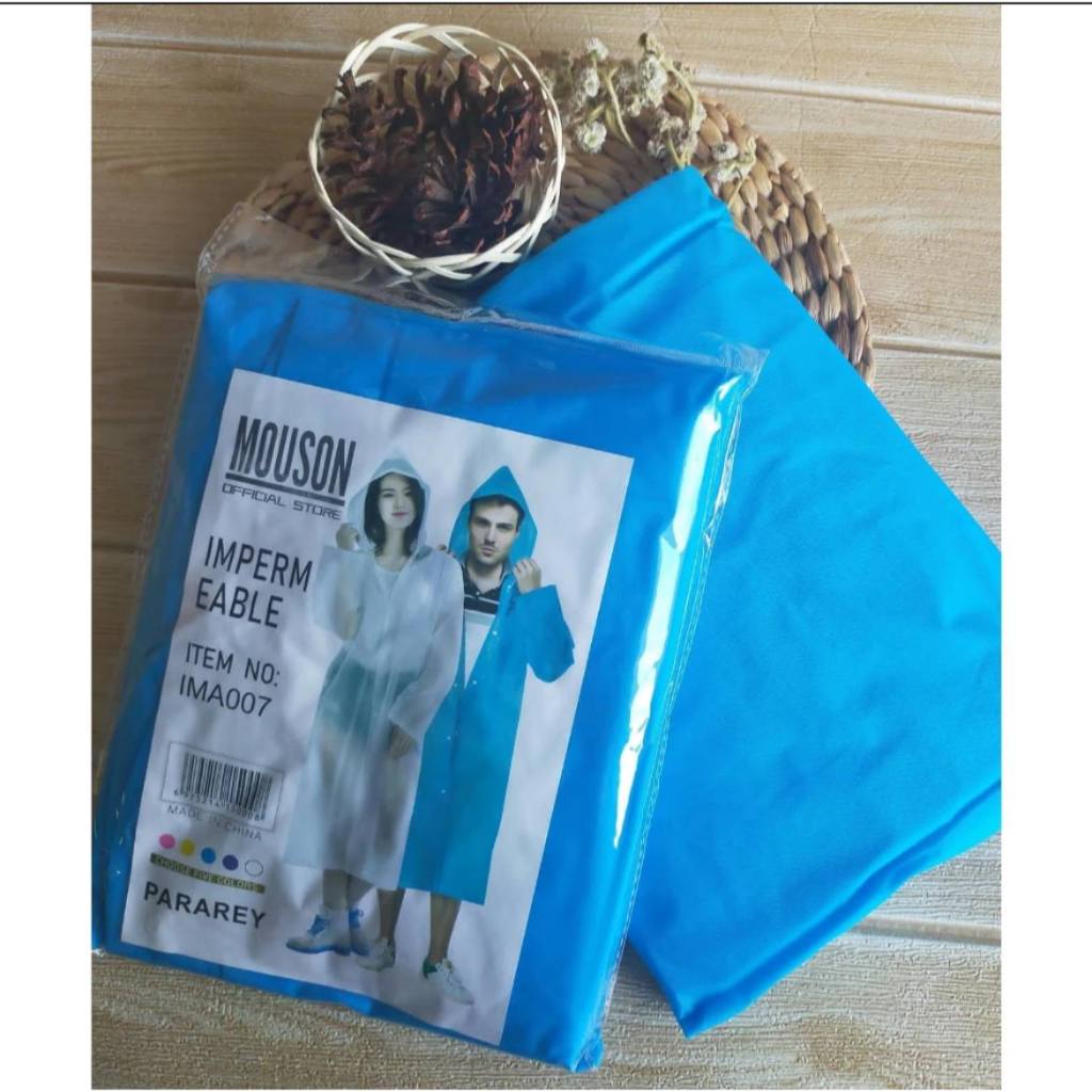 Best Deals Jas Hujan Eva Mouson Ponco Plastik Lengan Panjang Bertudung Hoodie Terusan Kancing Modis