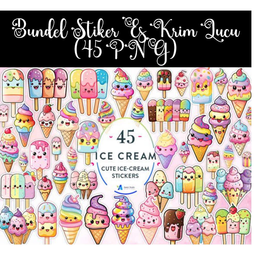 Bundel Stiker Es Krim Lucu (45 PNG)