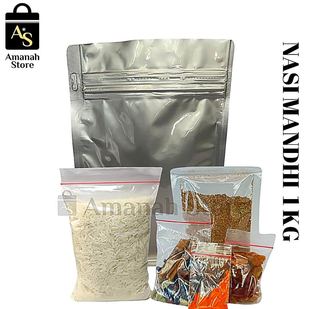 

Nasi Mandhi 1 kg Bumbu Instan Masakan Arab ( 10 - 12 porsi ) Paket Bumbu Dan Beras 1000 gram