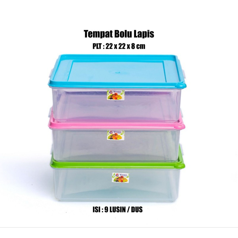 Tempat kue lapis tempat bolu wadah bolu segi plastik wadah bika ambon