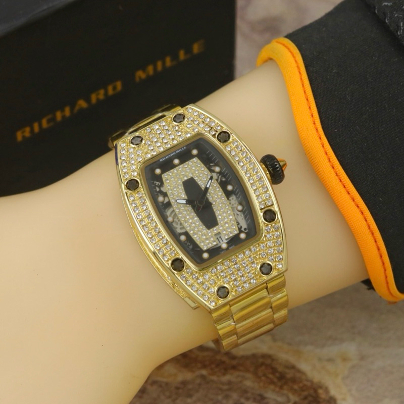 Jam Tangan Wanita RM007 Diamond Cruncher Steinless Steel Case