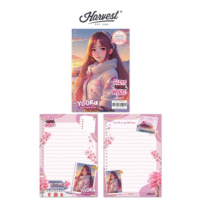 

EKSKLUSIF Loose Leaf Kertas Binder Harvest A5 Girls of The World Seoul