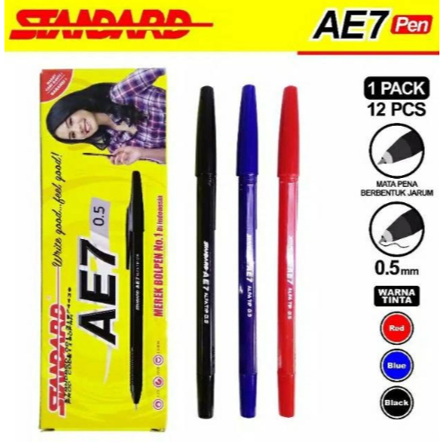 

( 12 Pcs ) STANDARD - Bolpen AE7 / Pulpen Pen 0.5mm