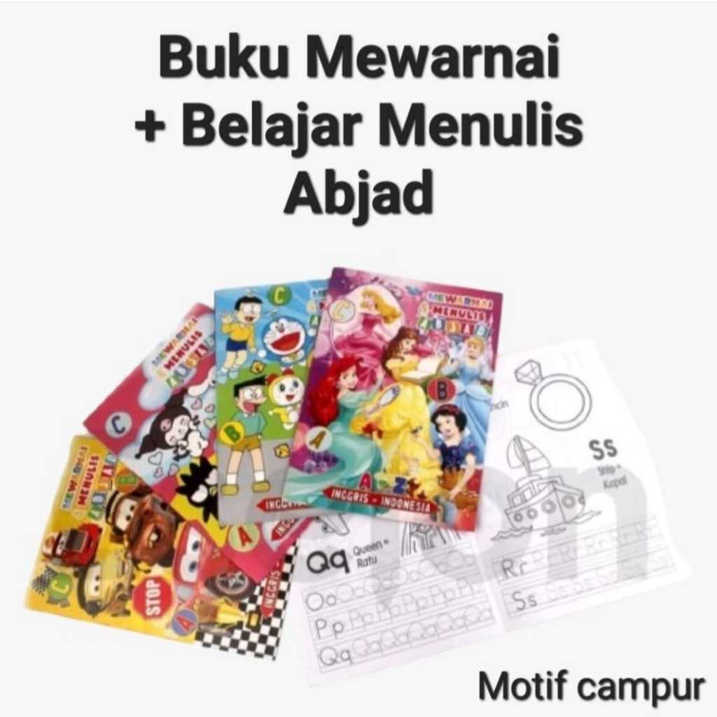 

1Pcs Buku Mewarnai & Menulis Abjad Anak Paud TK Ukuran Kertas Folio Isi 6Lembar Gambar Random/ Coloring Book Gambar Kartun Lucu