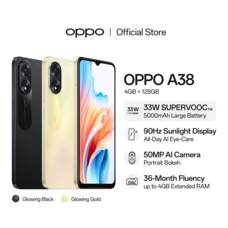 HP OPPO A38 4/128 GB - OPPO A 38 RAM 4GB ROM 128GB GARANSI RESMI