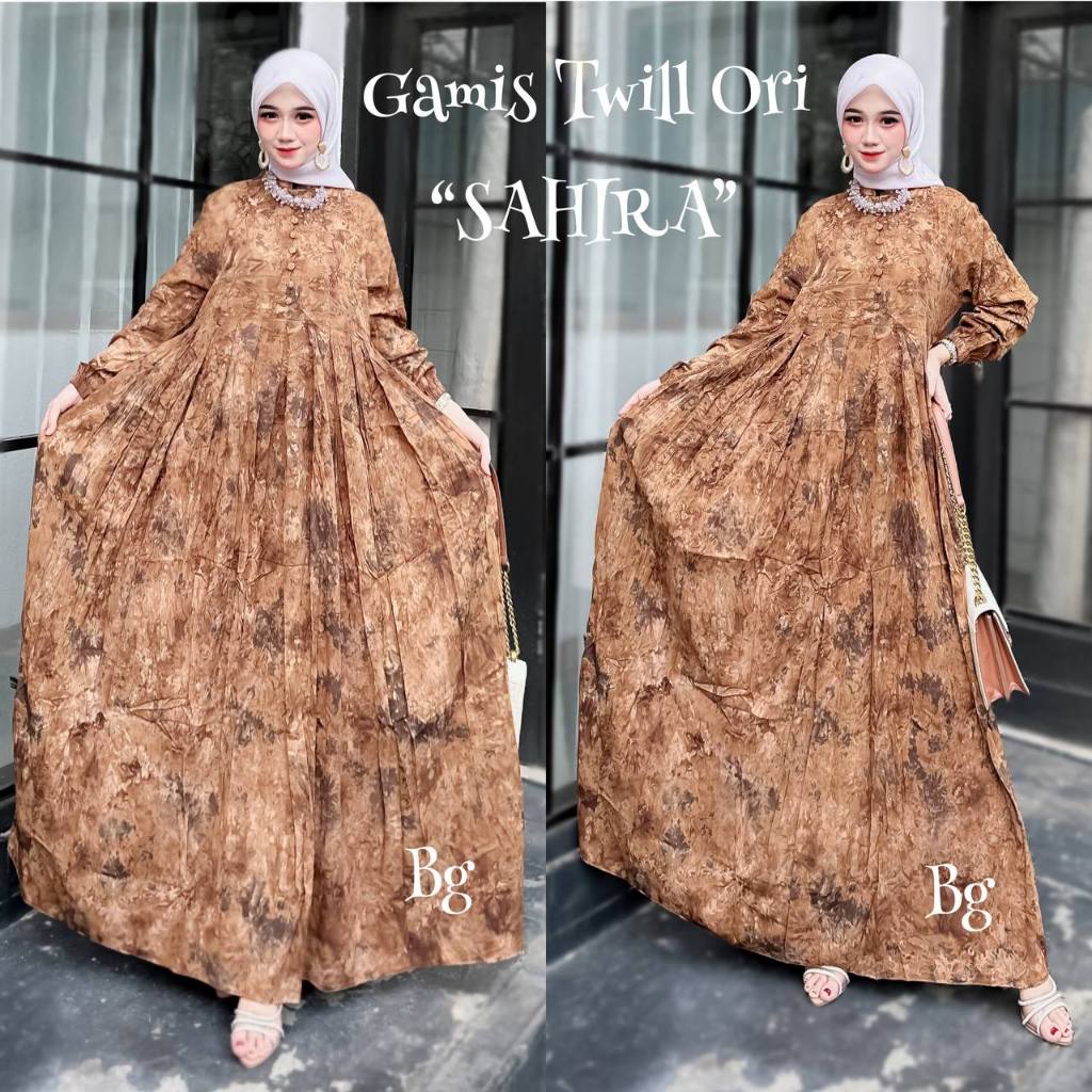 BG COLLECTION "READY STOK, SIAP KIRIM" GTF SAHIRA GAMIS TWILL SUPER ORI BG SIZE "S, M, L, XL, XXL" R