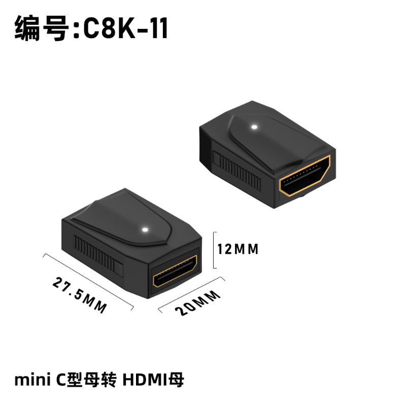 Adaptor kompatibel   HDMI konverter L berbentuk U bersudut 360 Mini HD jantan ke adaptor HDMI