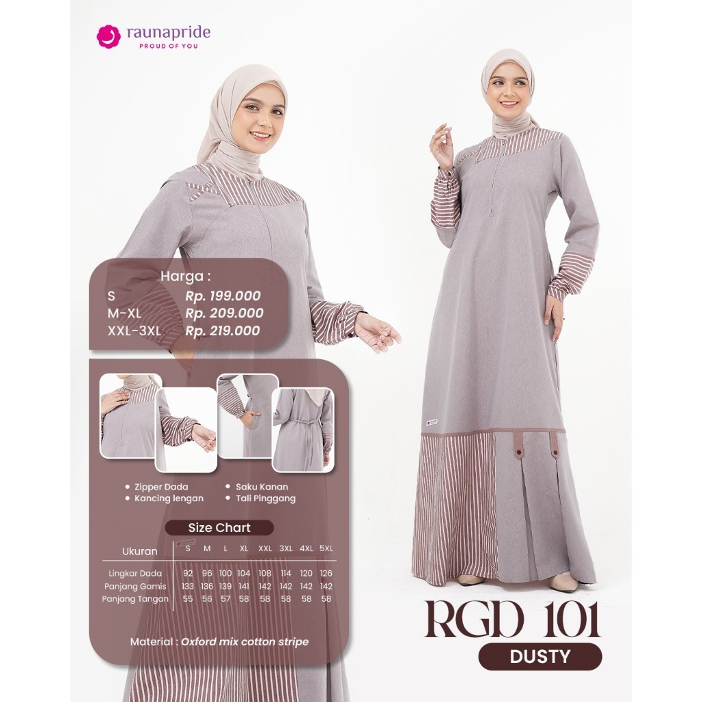 GAMIS TERBARU RAUNA  RGD 101 Warna Dusty Pink Dan Milo / Dress Kondangan Muslim / Gamis Kekinian / G