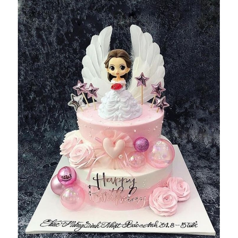 Topper Princess Belle Putih /Hiasan Kue Princess Disney Belle Putih