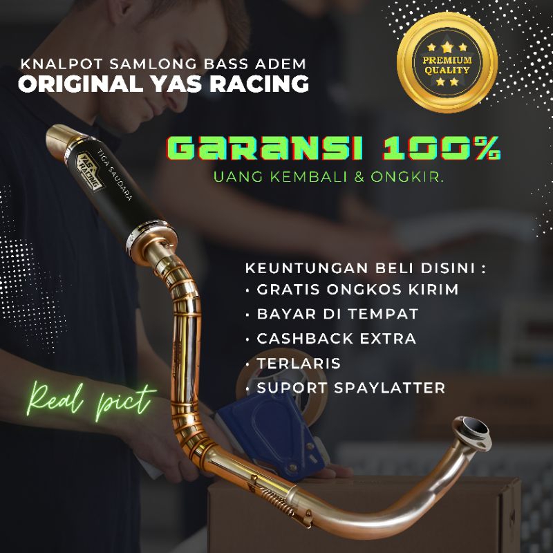 KNALPOT SAMLONG ORIGINAL BY YAS RACING GENIO NON MBERR ALL MATIC BASS ADEM KENALPOT RACING COBRA DSL