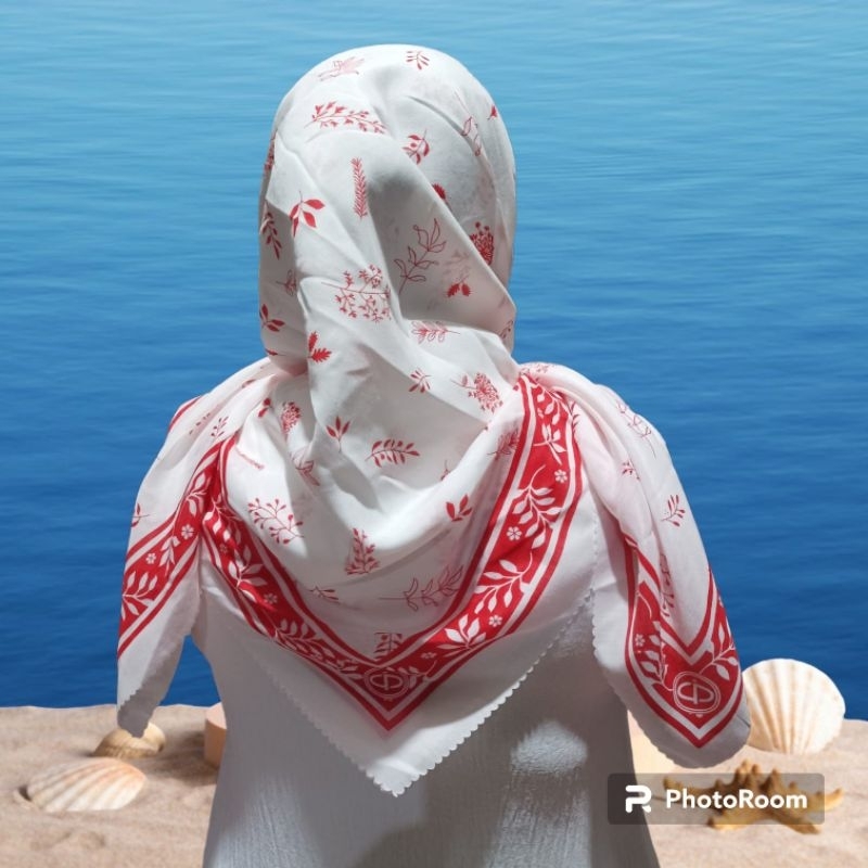 JILBAB SEGI EMPAT  VOAL MOTIF MERAH PUTIH KERUDUNG SEGI EMPAT VOAL MOTIF BENDERA HIJAB SEGI EMPAT VO