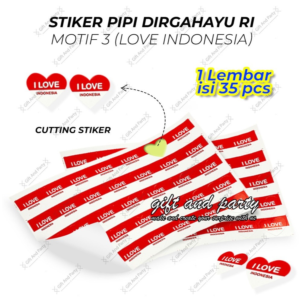

Stiker Pipi Bentuk Love Merah Putih Indonesia / Stiker Bendera Indonesia / Stiker HUT RI
