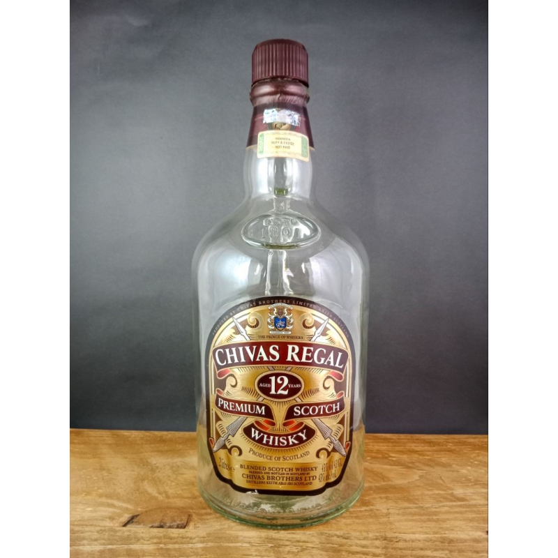 BOTOL BEKAS CHIVAS REGAL 12 YEARS 2liter (Bottle Only) - Botol Koleksi Botol Unik Antik Botol Miras 