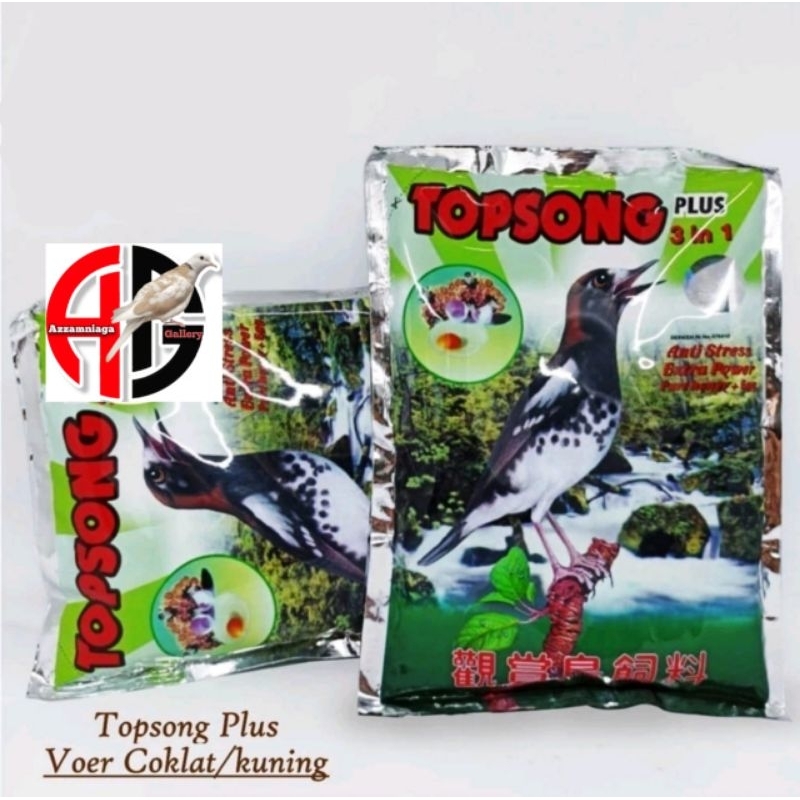 VOER  TOPSONG PLUS 3 IN 1 PUR TOPSONG KUNING/ COKLAT UNTUK BURUNG  KACER MURAI
