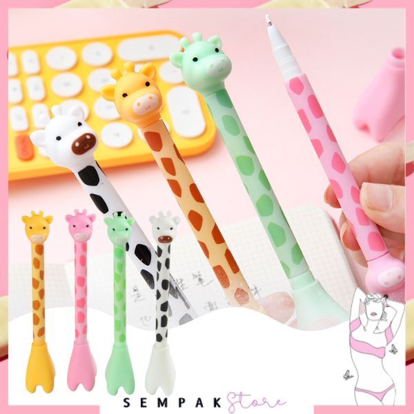 

SS Pena Tinta Hitam Karakter Hewan Lucu Model Animal Pen Gel Jerapah Girrafe Ballpen Pena Pulpen Ujung Lancip Karakter