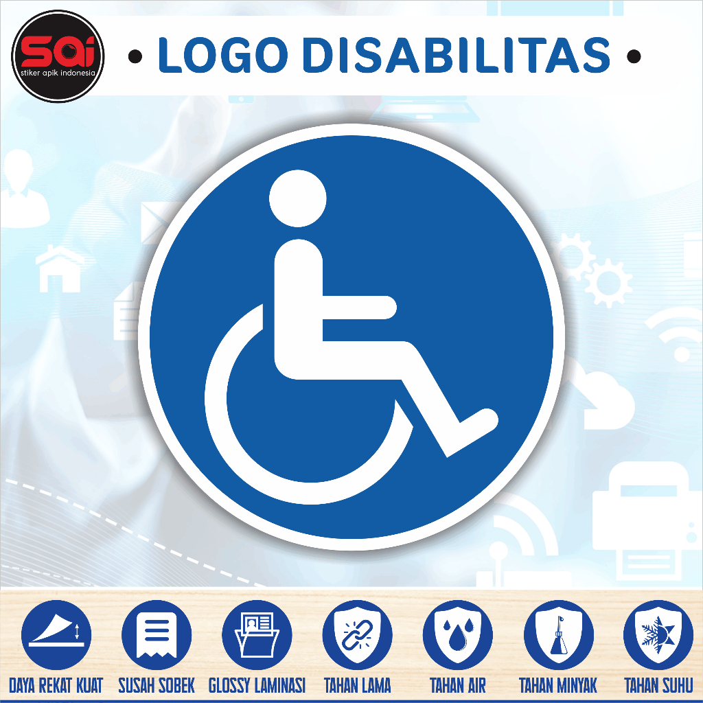 

stiker vinyl anti air LOGO DISABILITAS laminasi glossy