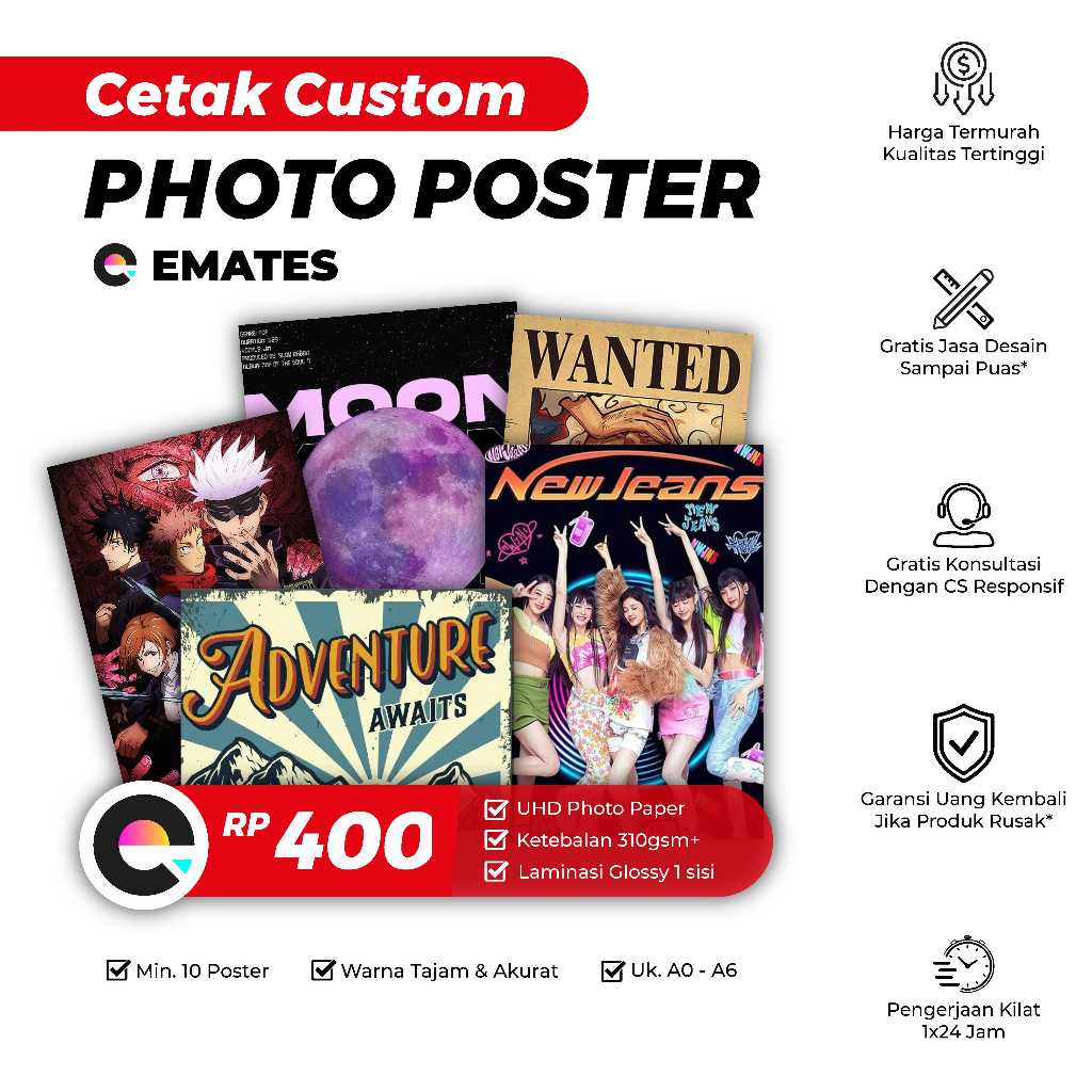 

[Custom] Cetak Custom Poster Foto A4 A5 A6 Kpop Anime Aesthetic Hiasan dinding