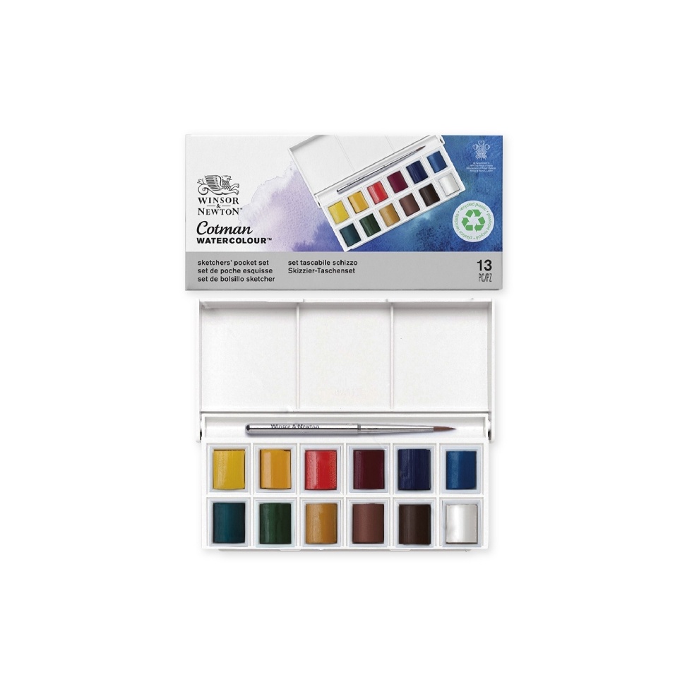 

KODE V5N Winsor Newton Cotman 12 Half Pan Sketchers Pocket Watercolor Set