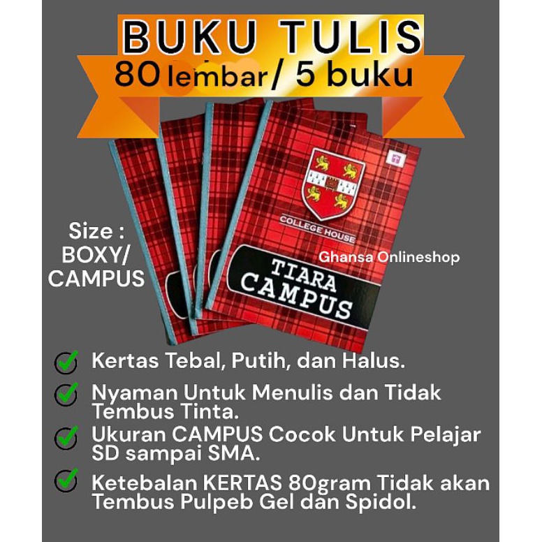 

KODE O5U7 BUKU TULIS TIARA CAMPUS MAXY ISI 8 LEMBARisi 5 buku
