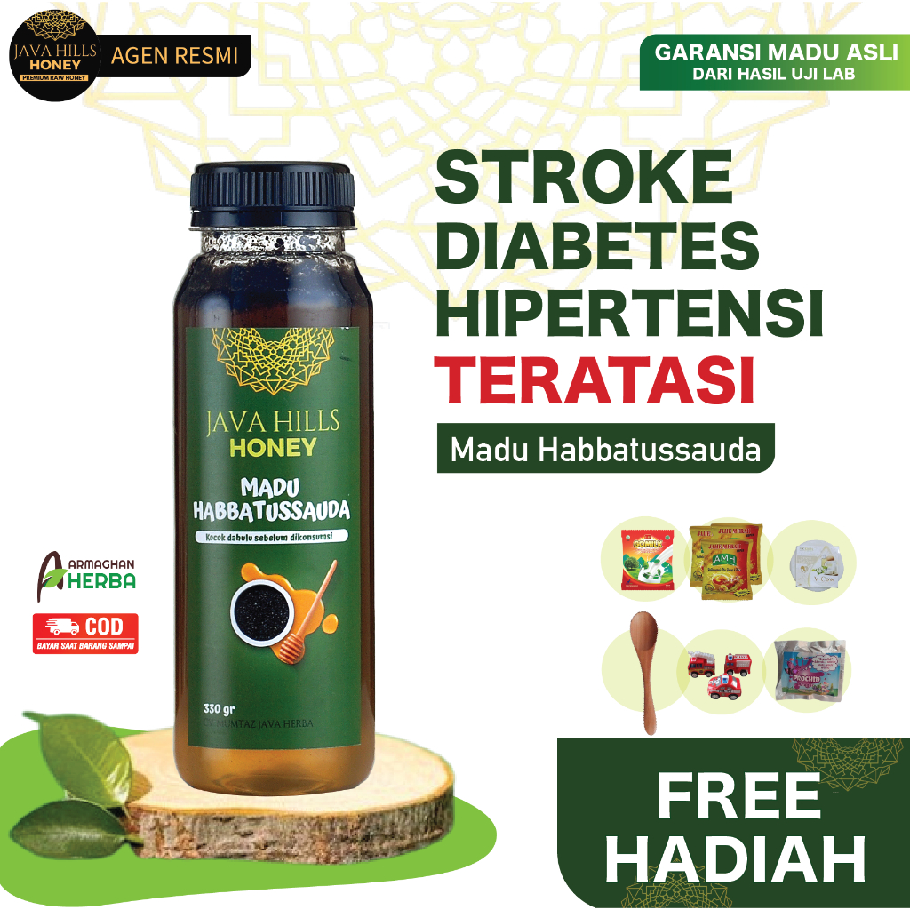 

[ COD + GARANSI ][ GRATIS HADIAH ] MADU JAVA HILLS HABBATUSSAUDA | Menyembuhkan Stroke, Hipertensi, Diabetes, dll Netto 320 gr