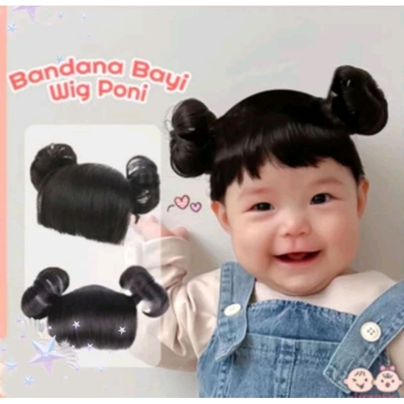 bandana bayi wig poni / bandana Wig poni anak / bando anak