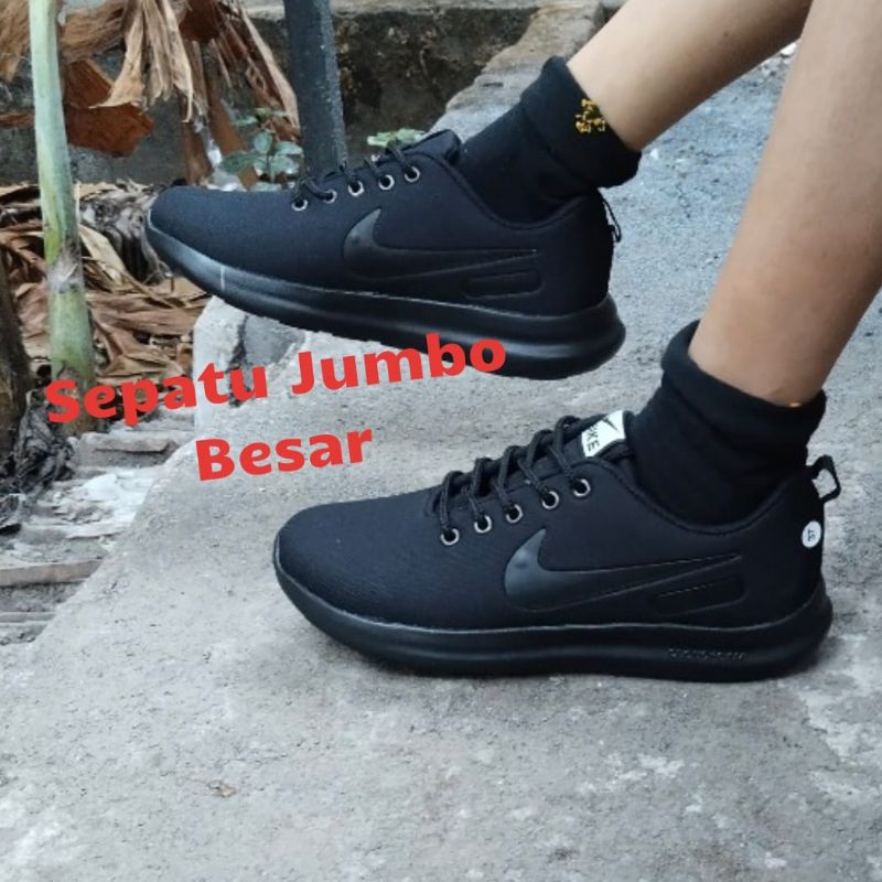 sepatu pria hitam polos - sepatu jumbo big size ukuran 36-48