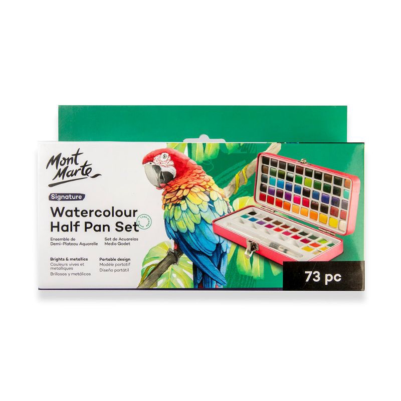 

(IAS) Mont Marte Watercolour Half Pan Set Signature 73pc / Cat Air Lukis