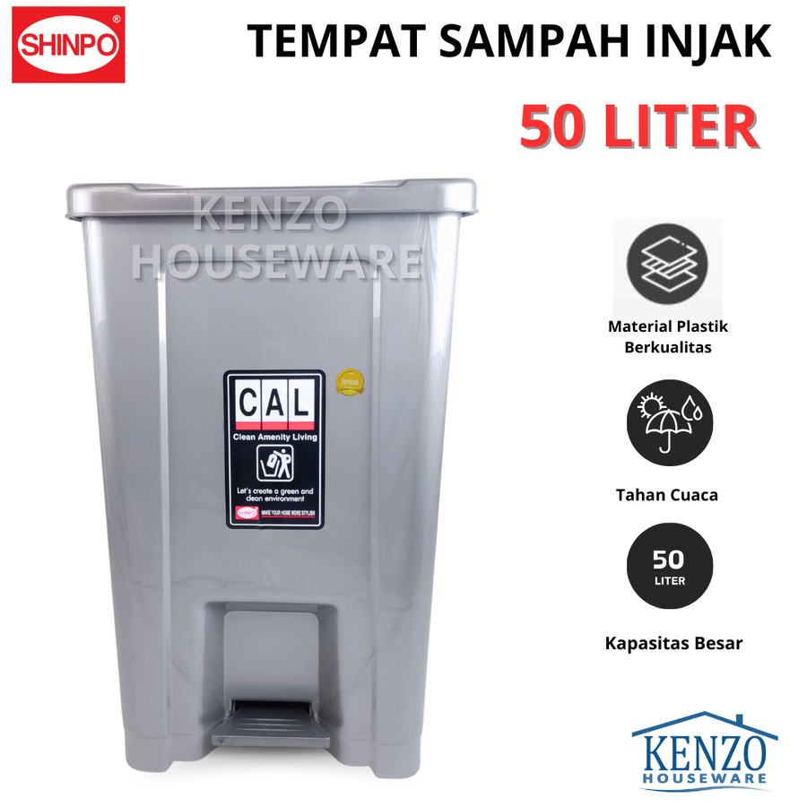 (KARGO) Tempat Sampah Injak 50 Liter SHINPO SIP 750 Tempat Sampah Segi Challenge Tong Sampah Besar