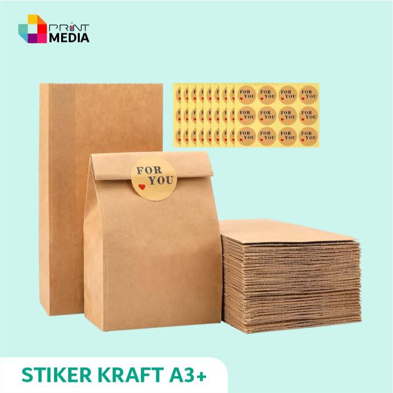 

Printmedia - Cetak Stiker Kraft a3+ / Lebel Kertas Coklat Custom / Paper / Makanan / A3+