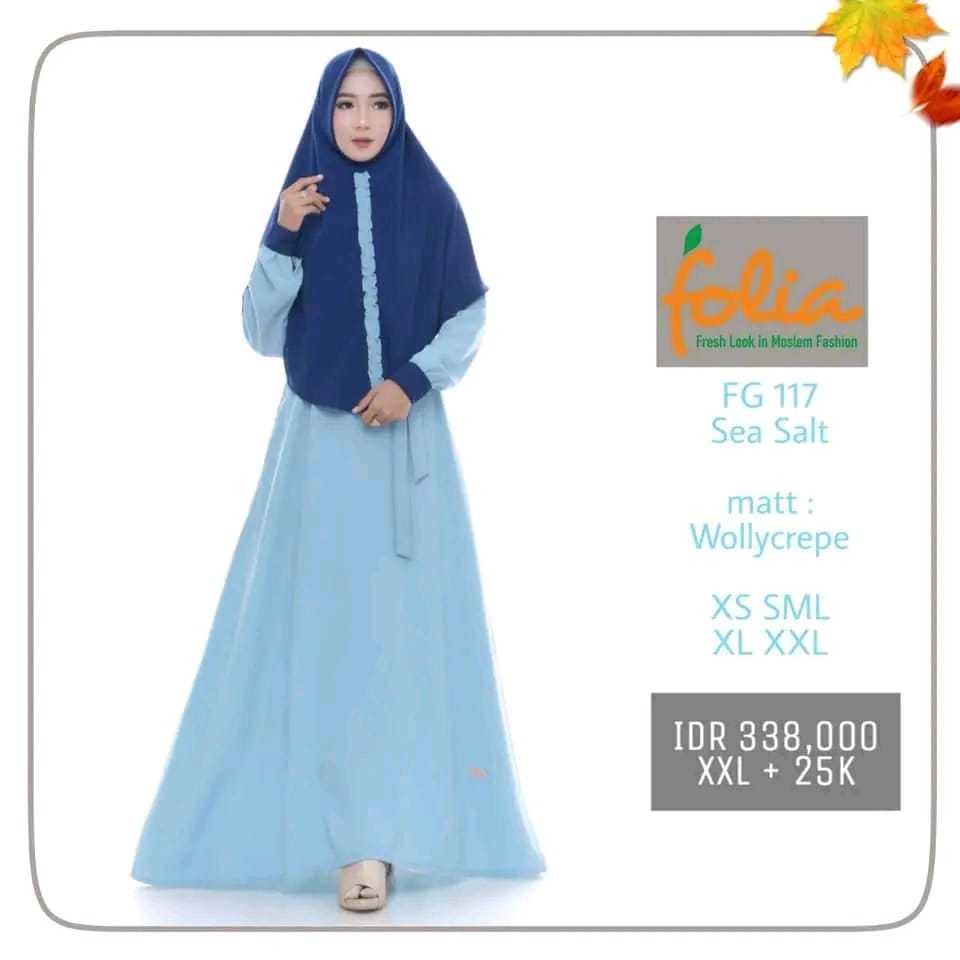 GAMIS FOLIA BLUE GAMIS SET HIJAB TERMURAH