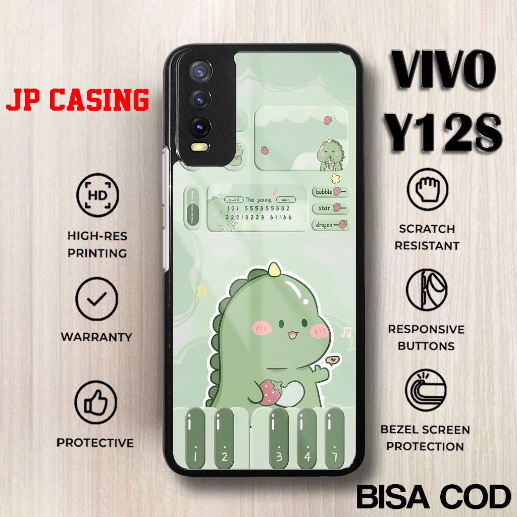 Case Vivo Y12S Terbaru - Casing Vivo Y12S - Motif Dino cute - Softcase Vivo - Hardcase Premium Gloss