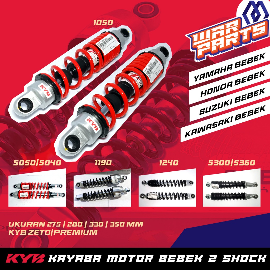 Shockbreaker Kayaba Zeto Motor Bebek Ukuran 275, 280, 320, 330, 350 MM Jupiter Z Vega F1ZR Bebek Yam
