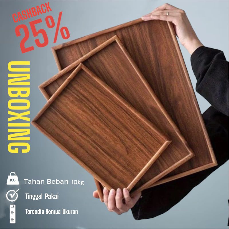 Nampan Kayu Pinus Aesthetic Tatakan Persegi Panjang Tatakan Dapur Tatakan Estetik Tatakan Serbaguna