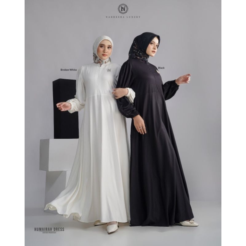 READYSTOCK HUMAIRAH DRESS BY NADHEERA LUXURY/GAMIS PUTIH POLOS NADHEERA/GAMIS HITAM POLOS NADHEERA/G