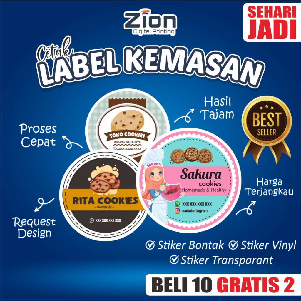 

Stiker Label Kemasan Stiker Bulat A3 plus + POTONG