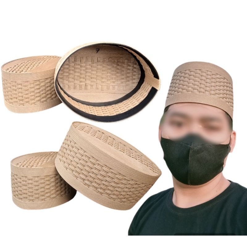 peci rotan serat kayu hindi al aud anyam polos kopiah pria songkok laki laki terbaru terunik peci sa